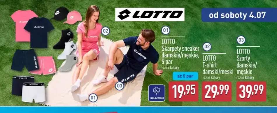 Skarpety sneaker damskie/męskie 5-pak Lotto +2 warianty