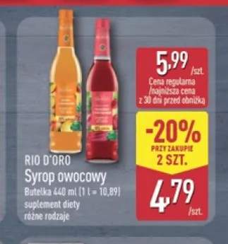 Syrop owocowy malinowy Rio D'Oro +1 wariant