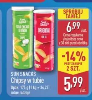 Chipsy w tubie Sour Cream & Onion Sun Snacks +1 wariant