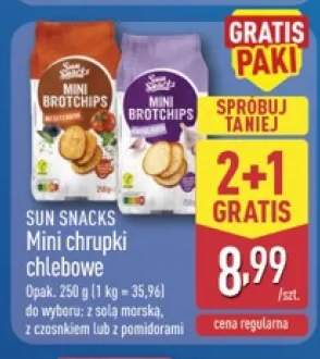 Mini chrupki chlebowe z solą morską Sun Snacks +2 warianty