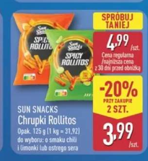Chrupki Rollitos o smaku chili i limonki Sun Snacks +1 wariant