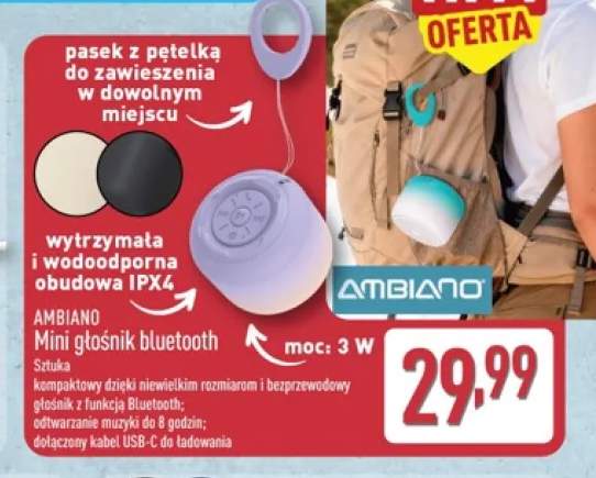 Mini głośnik bluetooth Ambiano