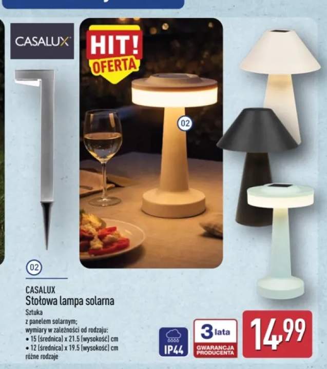 Stołowa lampka solarna Casalux