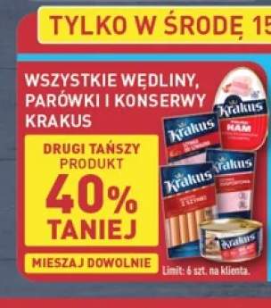 Wędliny, parówki i konserwy Krakus +4 warianty