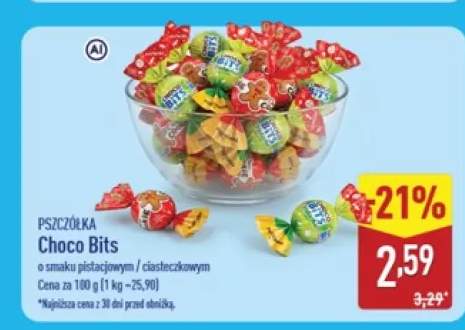 Cukierki Choco Bits o smaku ciasteczkowym Pszczółka