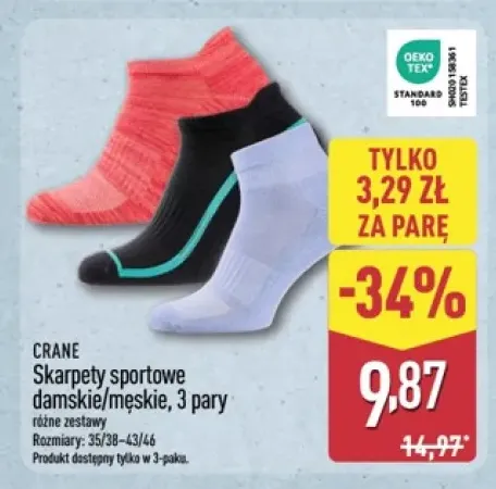 Skarpety sportowe damskie Crane 3-pak +1 wariant