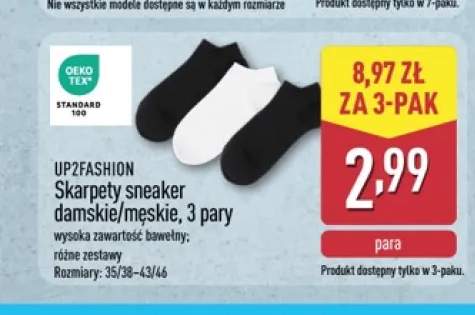 Skarpety sneaker damskie męskie UP2FASHION 3-pak