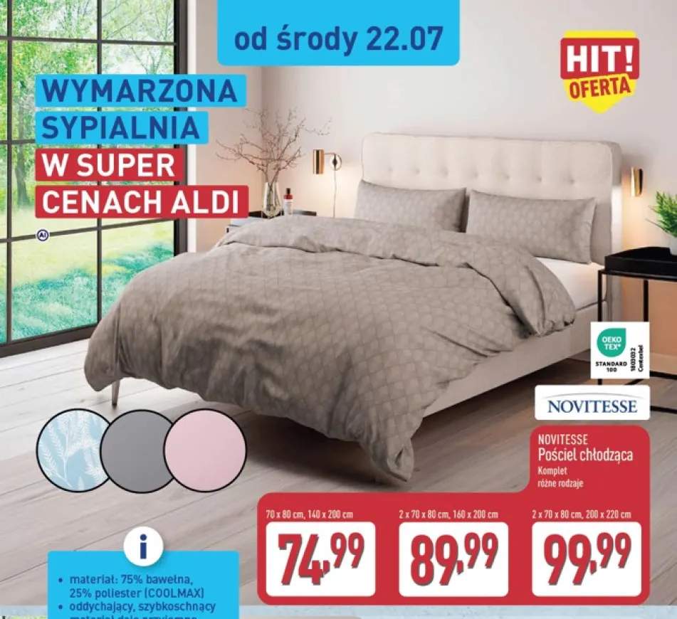 Komplet pościeli chłodzącej NOVITESSE 70x80 cm 140x200 cm +1 wariant