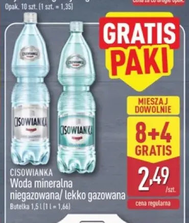 Woda mineralna Cisowianka lekko gazowana +1 wariant