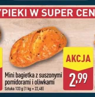 Mini bagietka z suszonymi pomidorami i oliwkami
