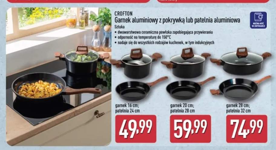 Garnek aluminiowy z pokrywką Crofton 20 cm +4 warianty