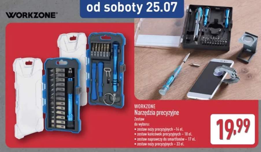 Zestaw końcówek precyzyjnych 18-elementowy WORKZONE +2 warianty