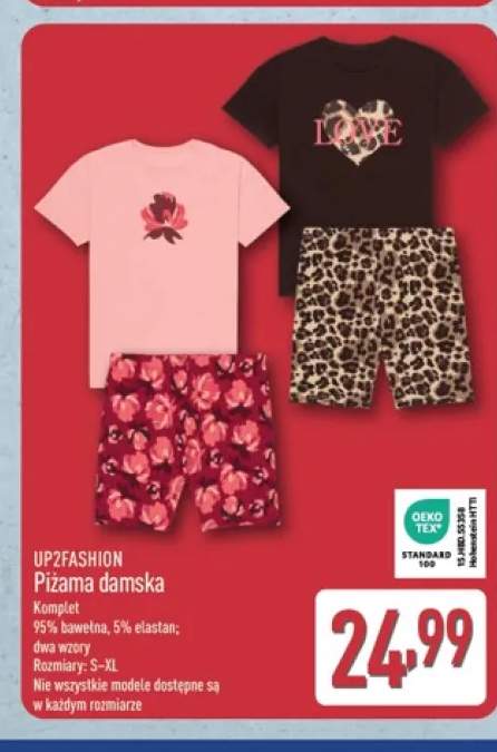 Piżama damska UP2FASHION czarna panterka +1 wariant