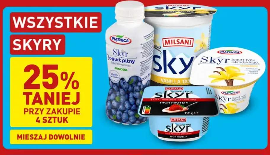 Jogurt pitny Skyr Piątnica jagoda +3 warianty