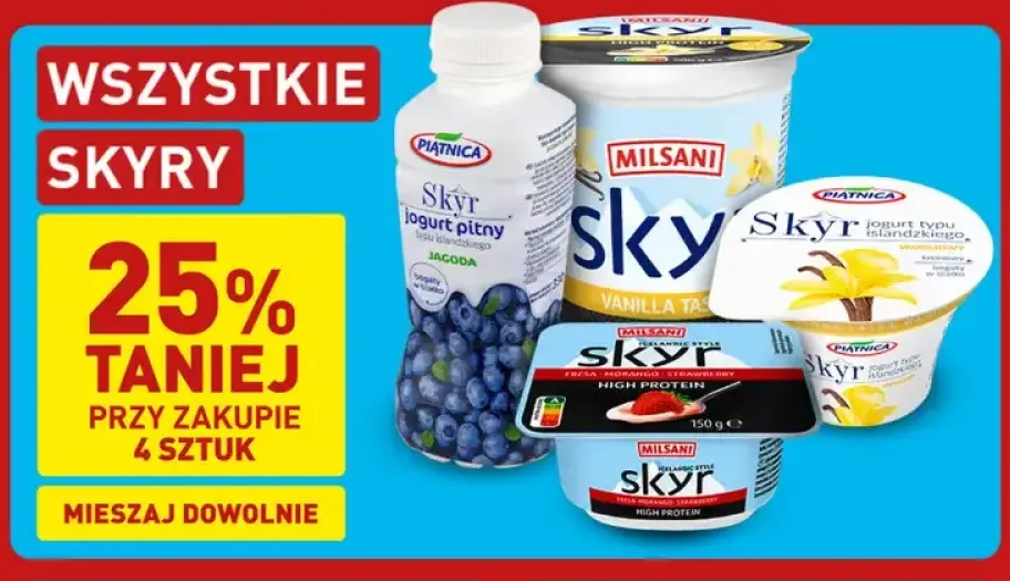 Jogurt pitny Skyr Piątnica jagoda +3 warianty