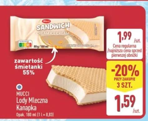 Lody Mleczna Kanapka Mucci