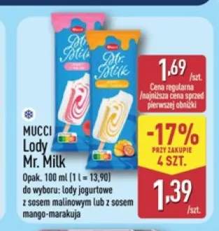 Lody Mr. Milk jogurtowe z sosem malinowym Mucci +1 wariant