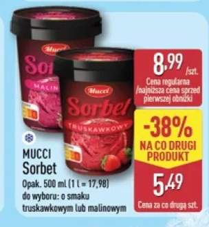 Sorbet o smaku truskawkowym Mucci