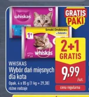 Karma dla kota Whiskas Wybór dań mięsnych smaki drobiowe w galaretce 4-pak +1 wariant