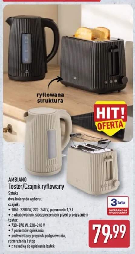 Czajnik elektryczny ryflowany Ambiano +1 wariant