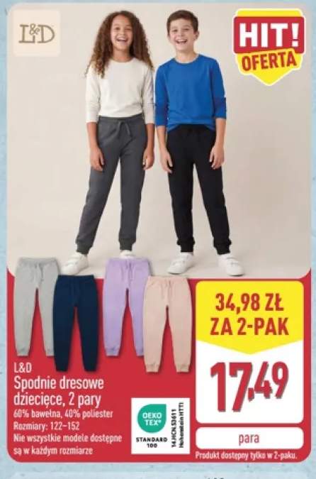 Spodnie dresowe dziecięce L&D 2-pak