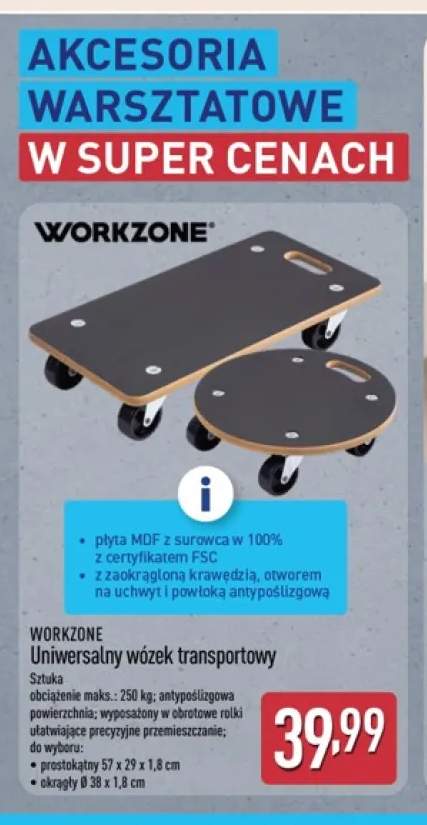 Uniwersalny wózek transportowy prostokątny Workzone +1 wariant
