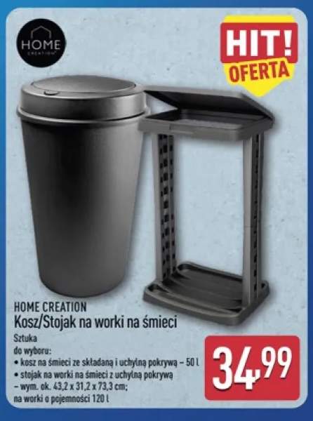 Kosz na śmieci ze składaną i uchylną pokrywą Home Creation 50 l