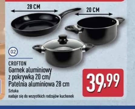Garnek aluminiowy z pokrywką Crofton 20 cm +1 wariant