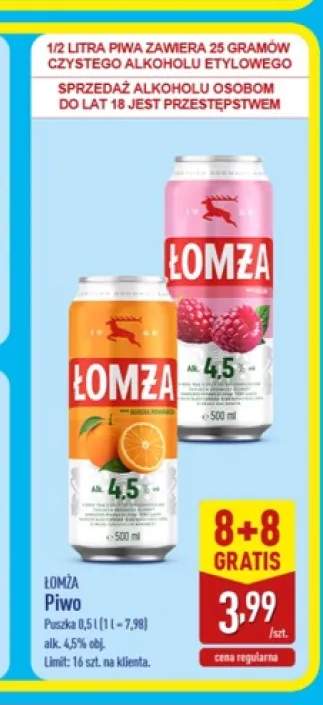 Piwo smakowe Łomża Malina