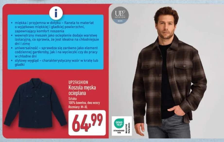 Koszula męska ocieplana UP2FASHION
