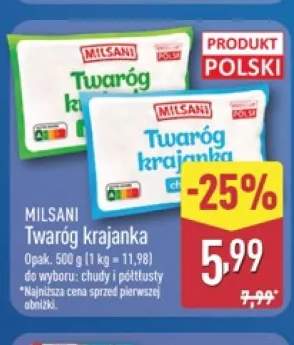 Twaróg krajanka chudy Milsani +1 wariant