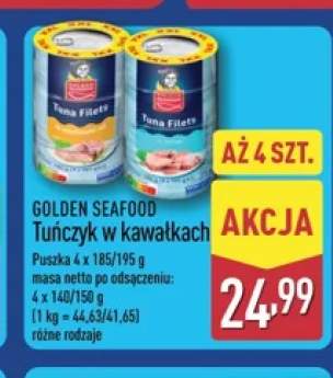 Tuńczyk w kawałkach w sosie własnym Golden Seafood 4-pak +1 wariant