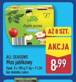 Mus jabłkowy bez dodatku cukru All Seasons 8-pak