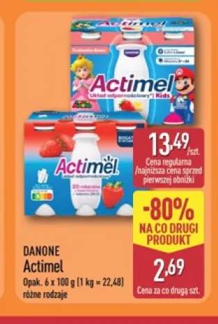 Napój jogurtowy Actimel Kids truskawka-banan Danone 6-pak +1 wariant
