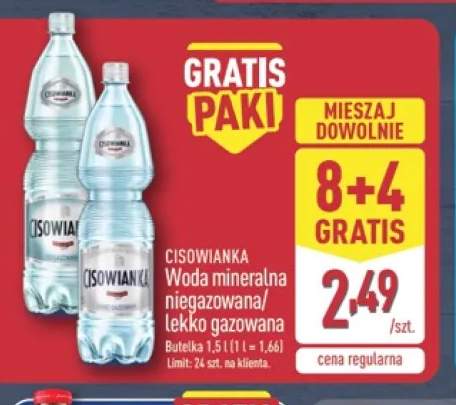 Woda mineralna niegazowana Cisowianka +1 wariant