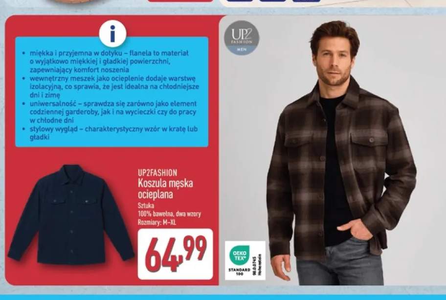 Koszula męska ocieplana UP2FASHION