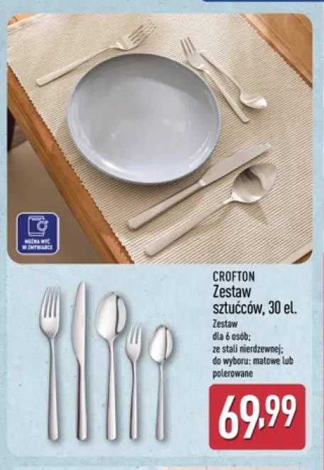 Zestaw sztućców matowy Crofton 30 el. +1 wariant
