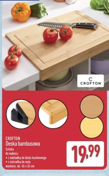 Deska bambusowa z nakładką do blatu kuchennego Crofton +1 wariant