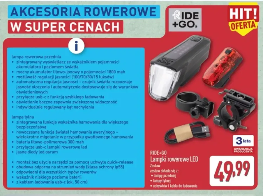 Lampki rowerowe LED Ride+Go