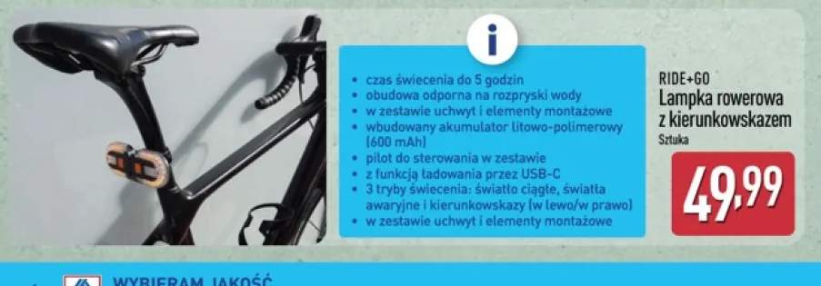 Lampka rowerowa z kierunkowskazem Ride+Go