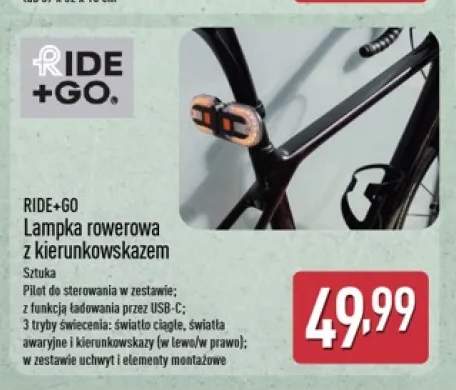 Lampka rowerowa z kierunkowskazem RIDE+GO
