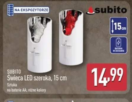 Świeca LED szeroka Subito 15 cm