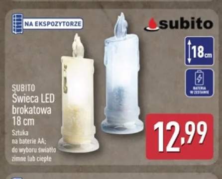 Świeca LED brokatowa Subito 18 cm
