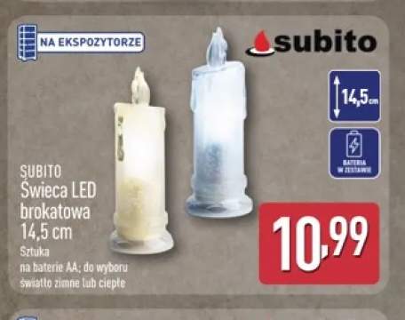 Świeca LED brokatowa Subito 14,5 cm