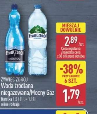 Woda źródlana gazowana Mocny Gaz Żywiec Zdrój +1 wariant