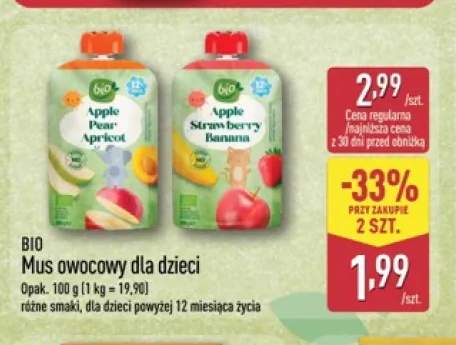 Mus owocowy dla dzieci Apple Pear Apricot Bio +1 wariant