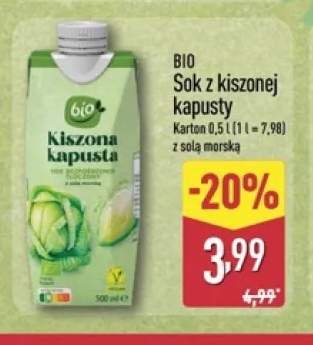 Sok z kiszonej kapusty z solą morską Bio