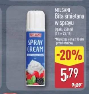 Bita śmietana w sprayu Milsani