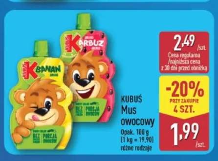 Mus owocowy banan Kubuś +1 wariant