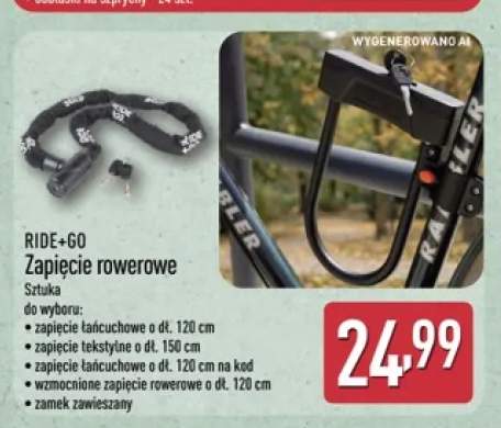 Zapięcie rowerowe łańcuchowe o dł. 120 cm Ride+Go +4 warianty